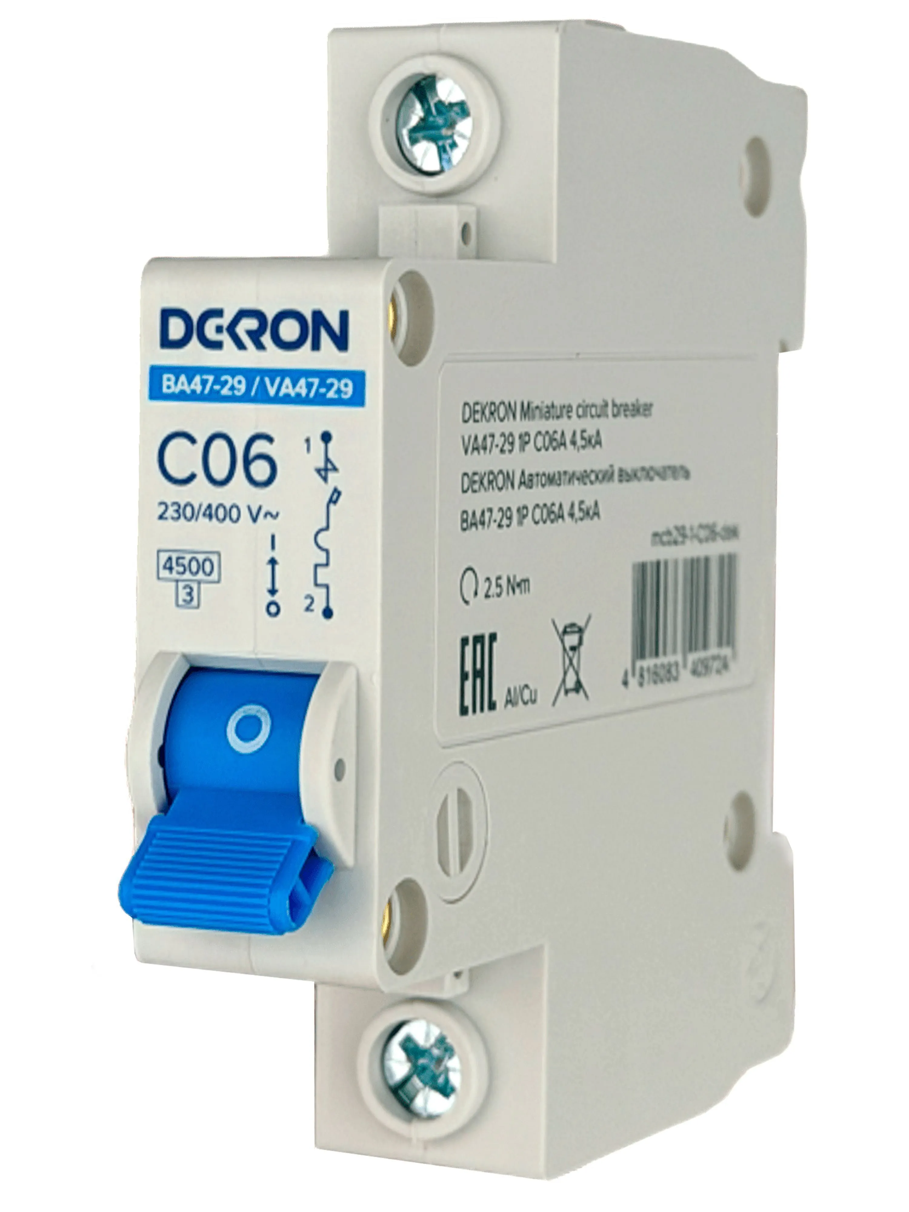 Автоматический выключатель ВА47-29 1P С06A 4,5кА