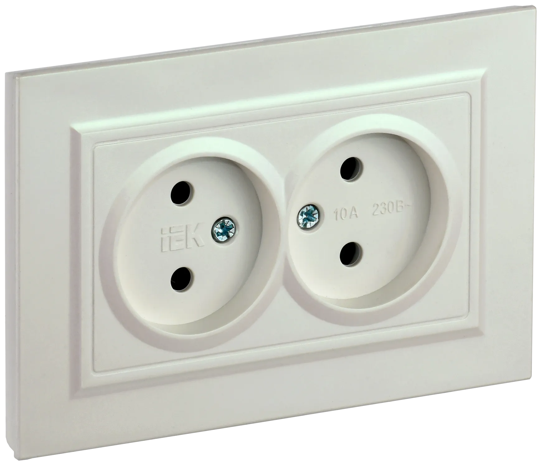 BRITE Розетка 2-местная без заземления без защитных шторок 10А в сборе РС12-2-БрЖ жемчуг IEK
