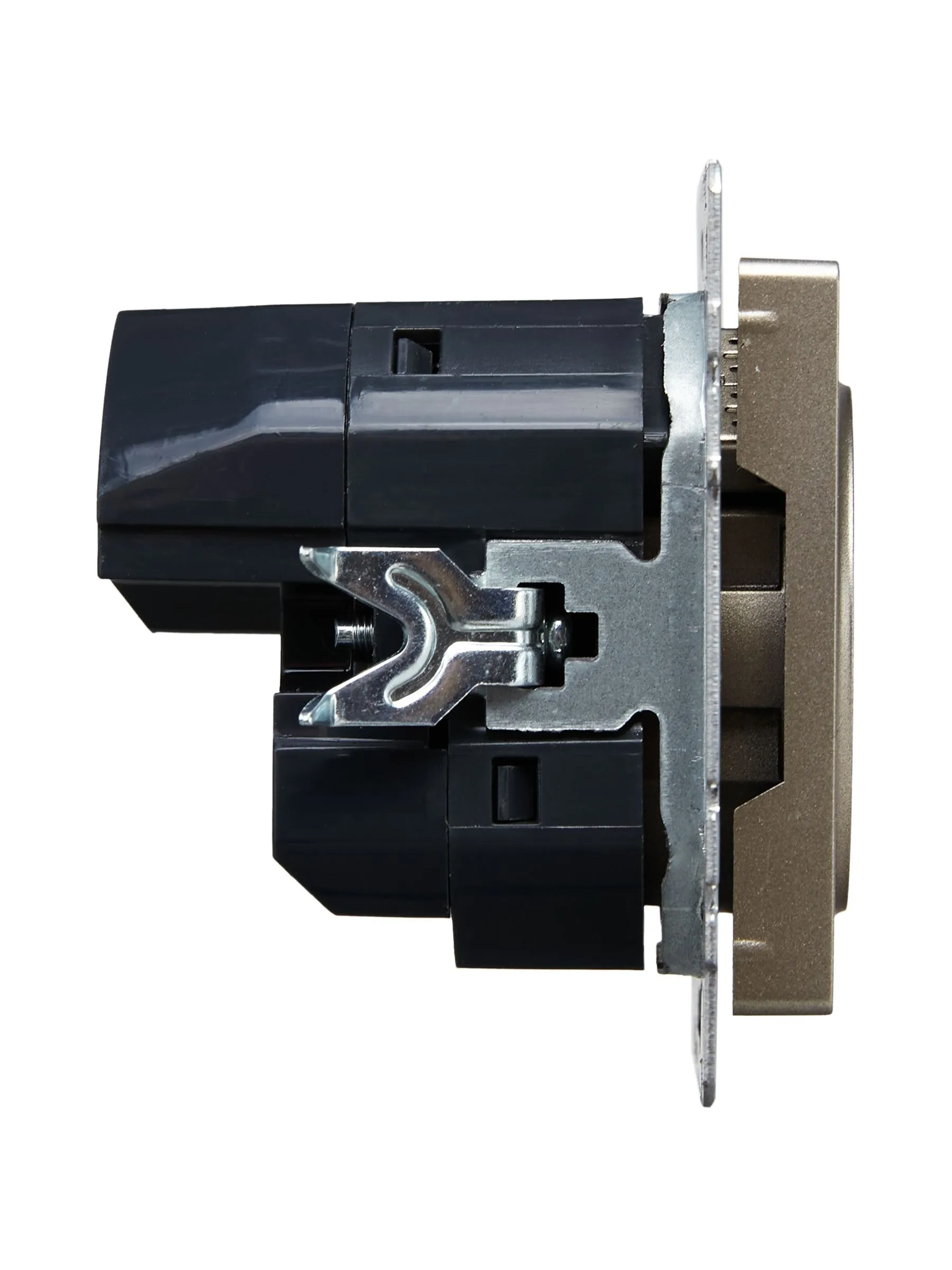 BRITE Розетка 1-местная с заземлением с защитными шторками 16А с USB A+A 5В 2,1А РЮш10-1-БрШ шампань IEK - Фото 8