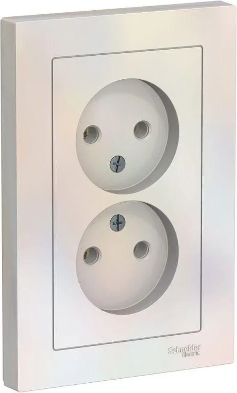 Розетка 2-м СП AtlasDesign 16А IP20 без заземл. в сборе жемчуж. SE ATN000420