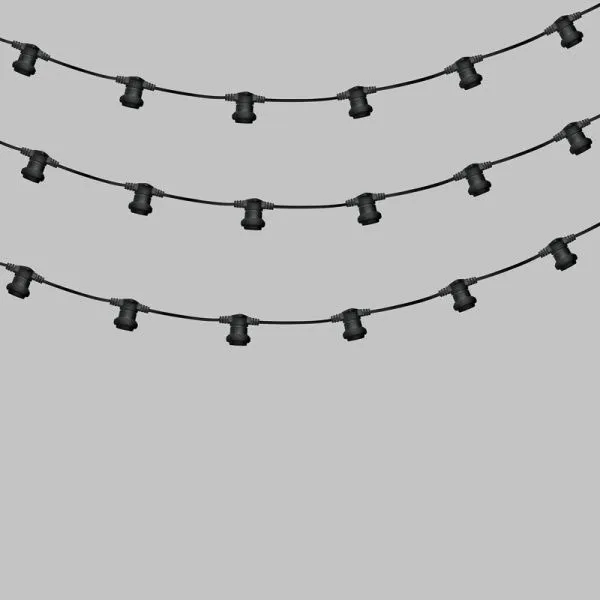 Гирлянда Белт-Лайт 2 жилы, 50м, шаг 20см, 250 патронов E27, IP65, черный круглый провод NEON-NIGHT