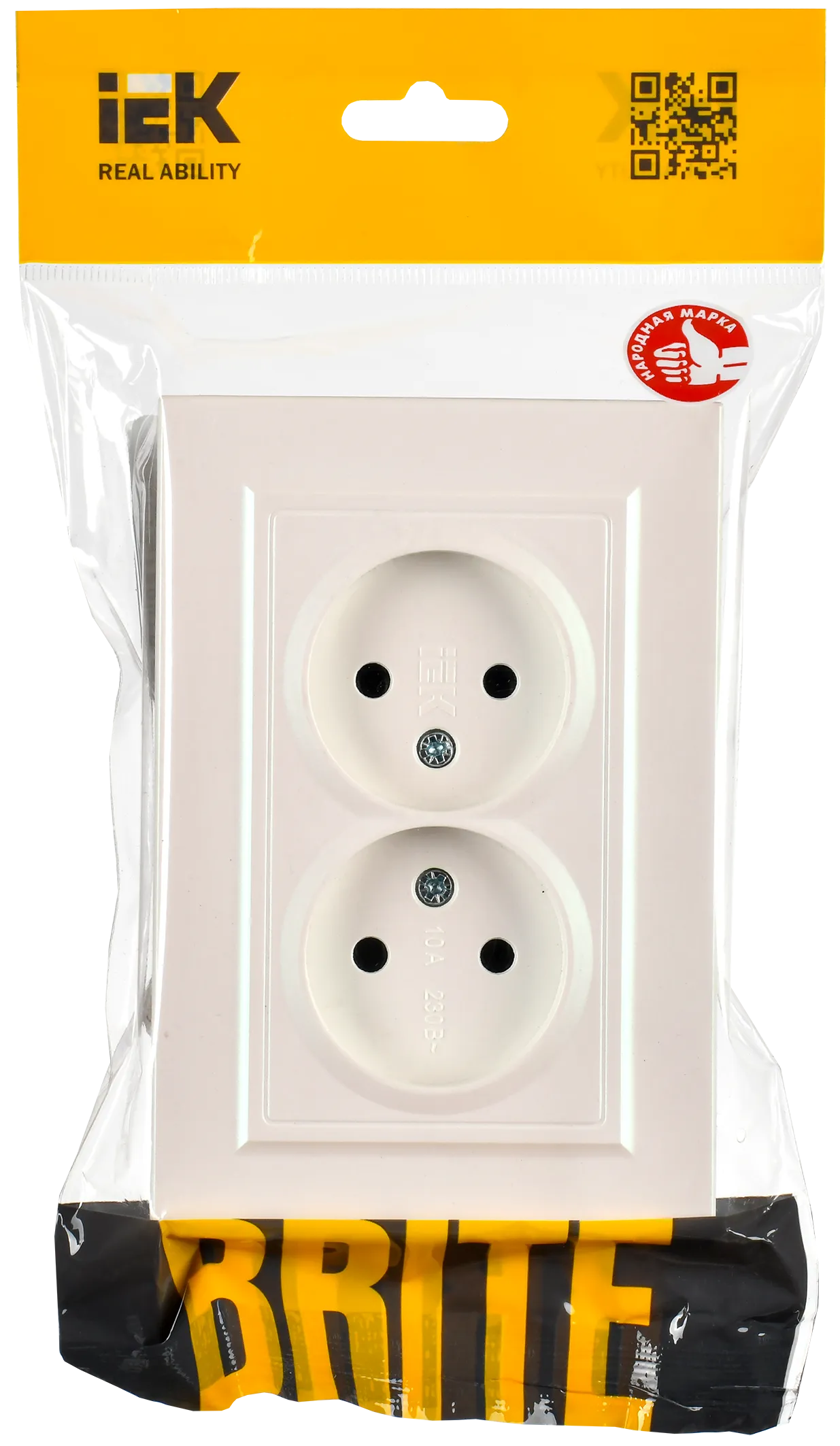 BRITE Розетка 2-местная без заземления без защитных шторок 10А в сборе РС12-2-БрЖ жемчуг IEK - Фото 2