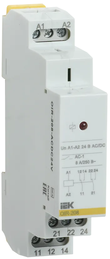 Реле промежуточное модульное OIR 2 контакта 8А 24В AC/DC IEK