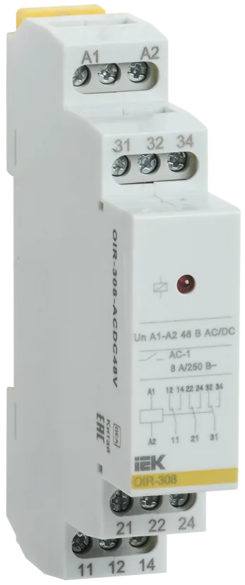 Реле промежуточное модульное OIR 3 контакта 8А 48В AC/DC IEK