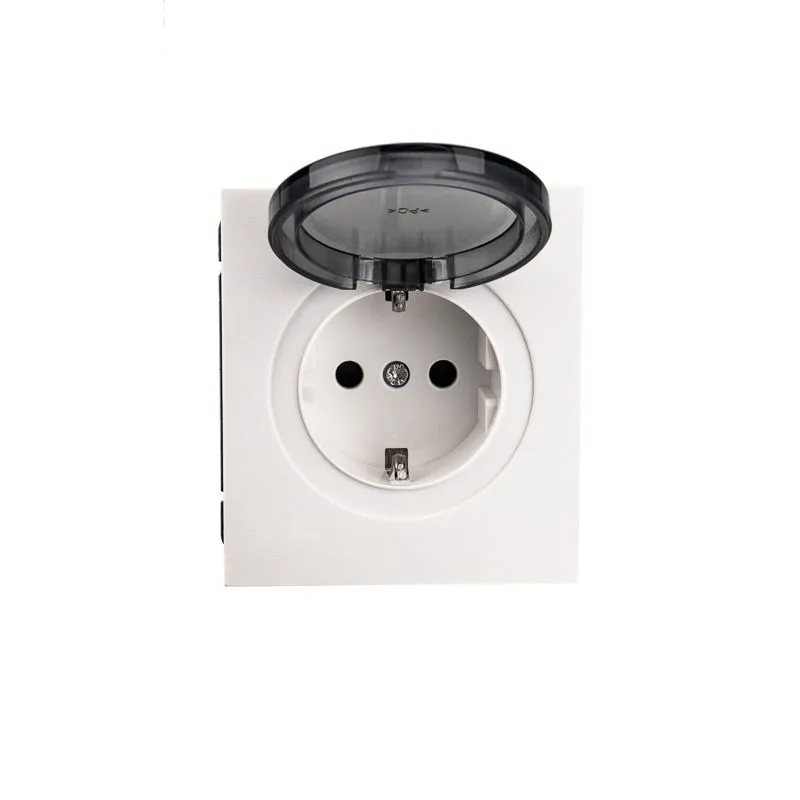 Розетка STRONG 1-ая с/з с/у, со шторками и крышкой 16А жемчуг KRANZ - Фото 2