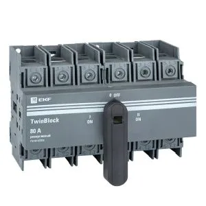 Рубильник 80A 3P реверсивный c рукояткой для прямой установки TwinBlock EKF tb-s-80-3p-rev