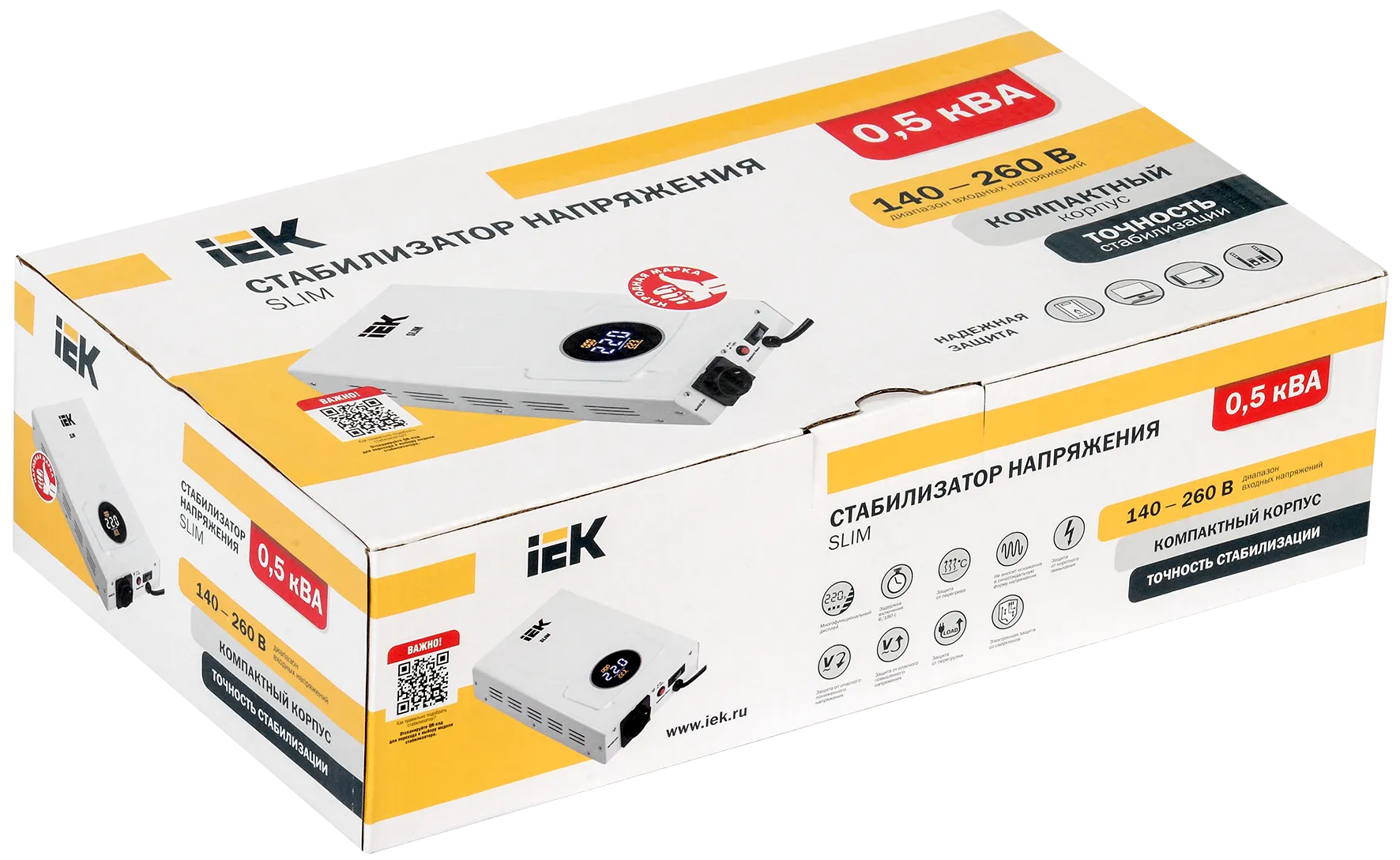 Стабилизатор напряжения настенный SLIM 0,5кВА IEK - Фото 2