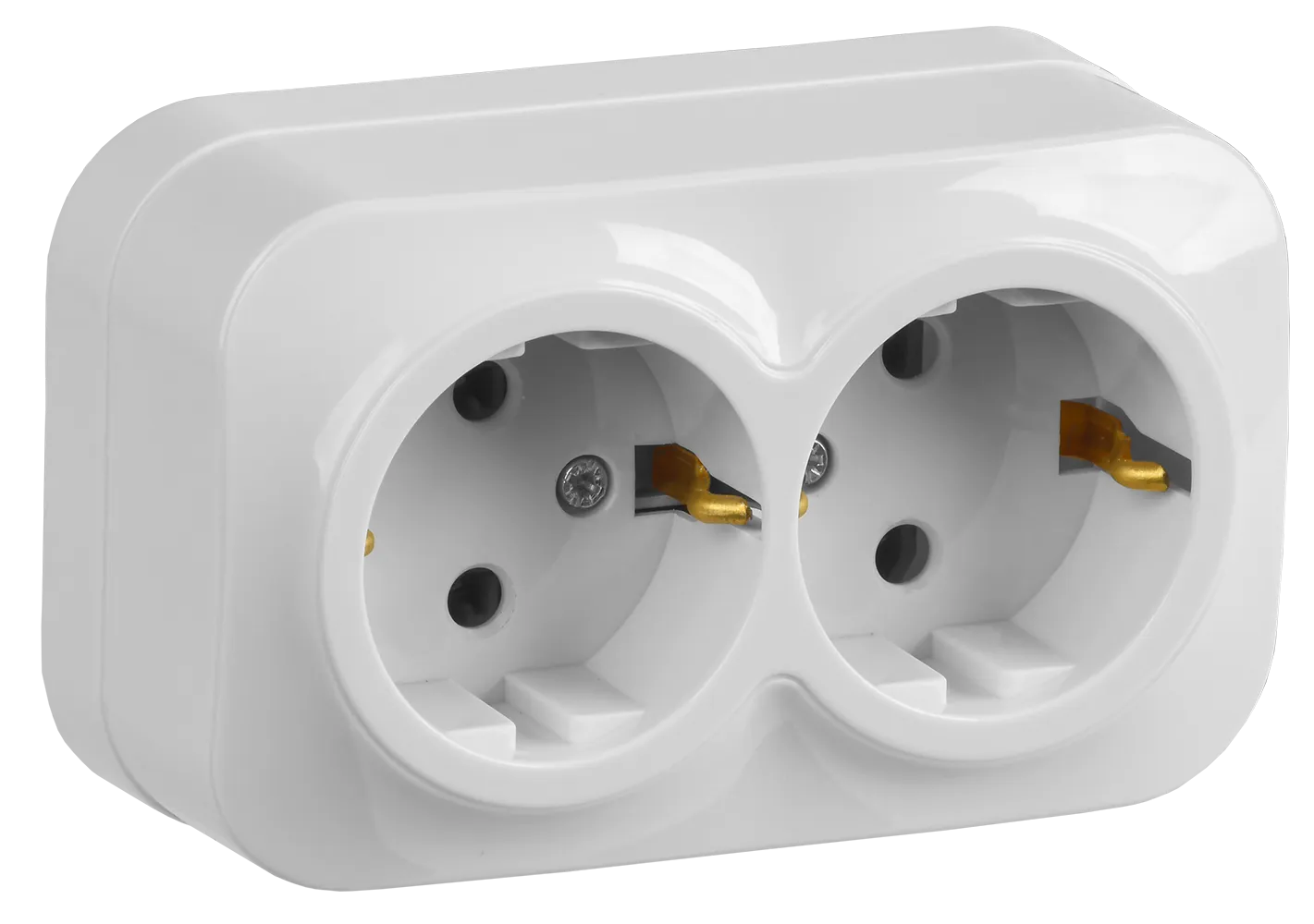 GLORY Розетка 2-местная для открытой установки с заземлением без защитных шторок 16А РС22-3-ХБ белый IEK ERH21-K01-16
