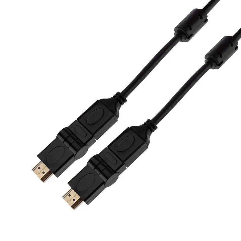 Шнур HDMI - HDMI 1.4, 2м, Gold, с фильтрами, угловой 360° REXANT