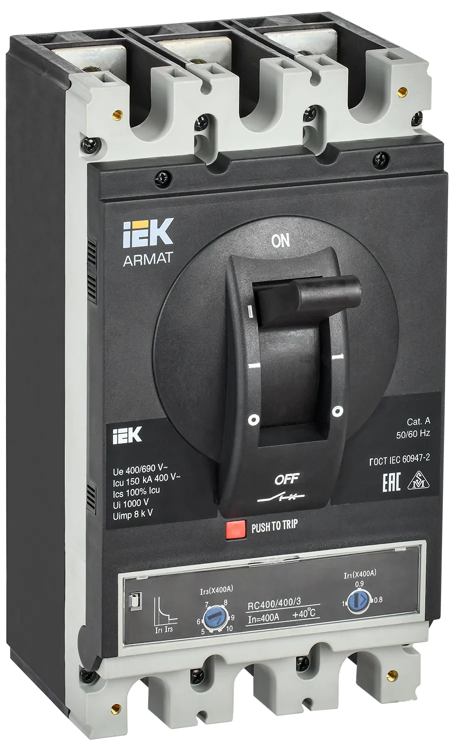 ARMAT Автоматический выключатель в литом корпусе 3P типоразмер I 150кА 400А расцепитель термомагнитный регулируемый IEK AR-MCCB-3I-150-0400A-ATUC