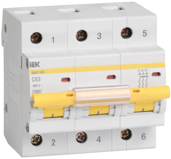 KARAT Автоматический выключатель ВА47-100 3P C 63А 10кА IEK