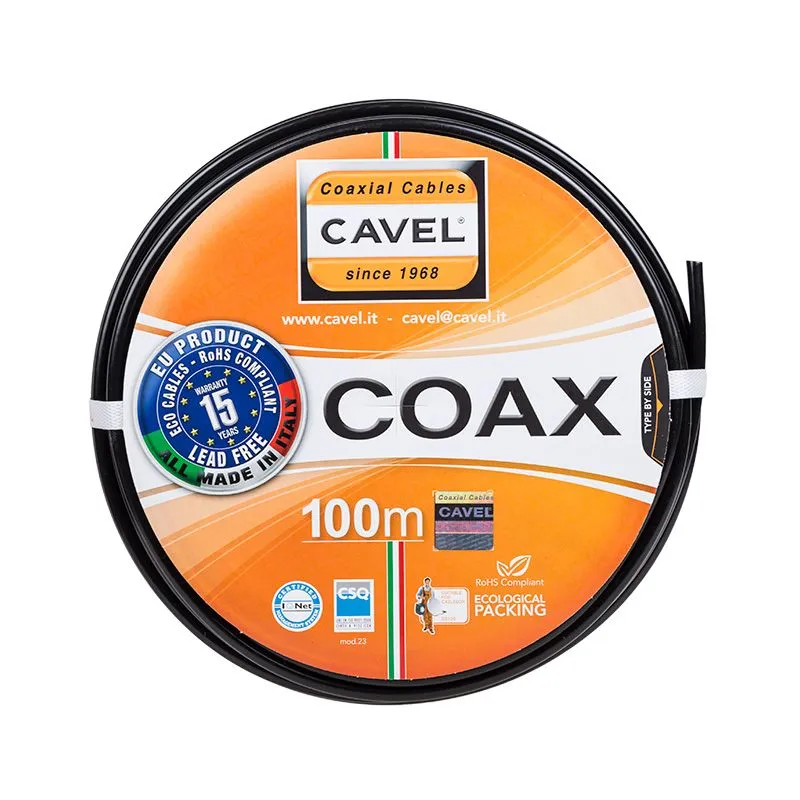 Кабель коаксиальный SAT-703PE, Cu/Al/CuSn, 75%, 75Ом, 100м, OUTDOOR, черный CAVEL - Фото 2