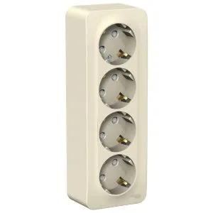 Розетка 4-м ОП Blanca 16А IP20 250В с заземл. защ. шторки с изолир. пластиной молоч. SE BLNRA011412 1210521