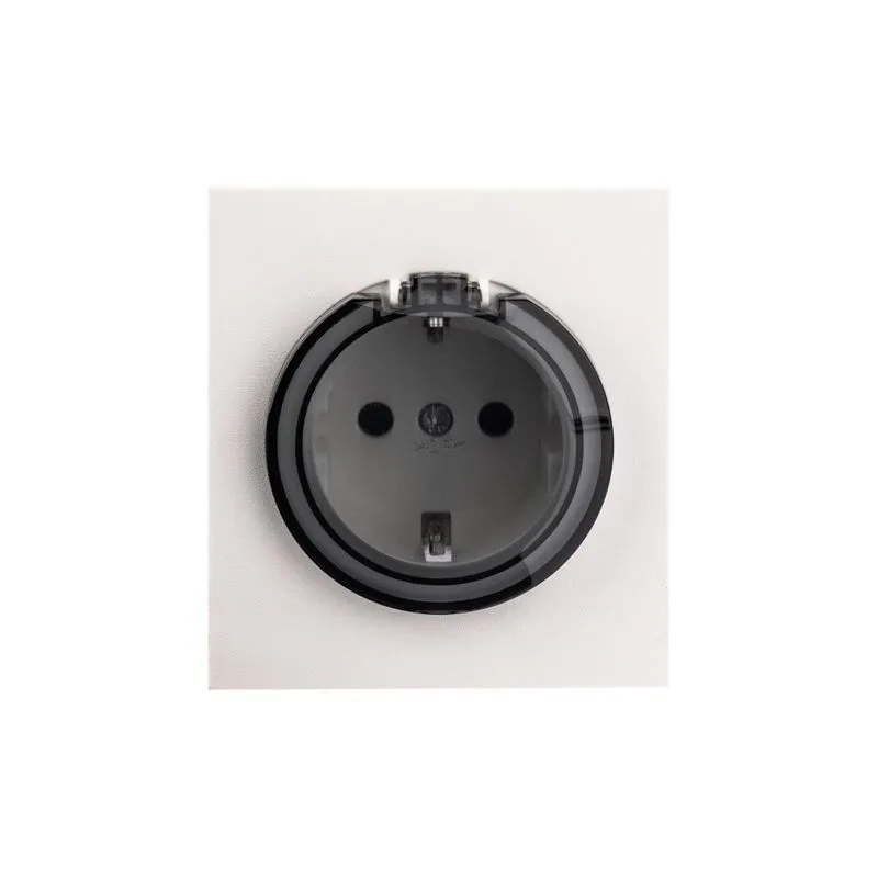 Розетка STRONG 1-ая с/з с/у, со шторками и крышкой 16А жемчуг KRANZ KR-78-0702-4