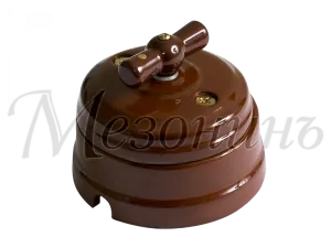 Выключатель ретро фарфоровый поворотный на четыре полож (2-х клавишный, в комплекте с подъемной  GE70401-04