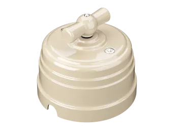 Выключатель ретро пластиковый поворотный на четыре положения (2-х клавишный), IP20, цвет - слоновая 