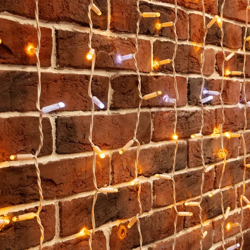 Гирлянда Светодиодный Дождь 2х3м, эффект мерцания, белый провод, 230 В, диоды ЖЁЛТЫЕ (шнур питания в 235-215