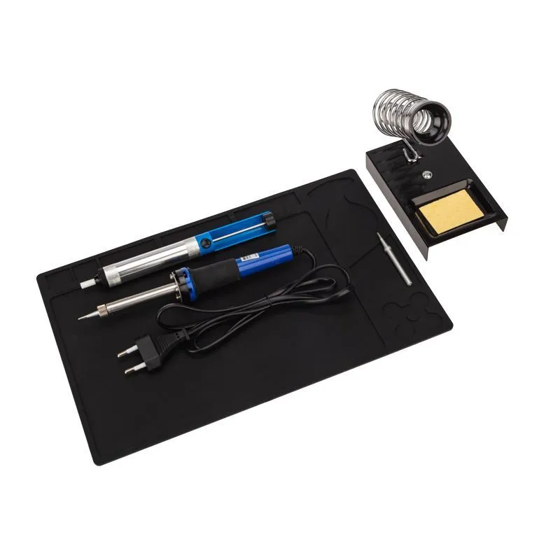 Набор К21 для пайки продвинутый 2 (паяльник, сменное жало, подставка, экстрактор, коврик) REXANT 09-3761