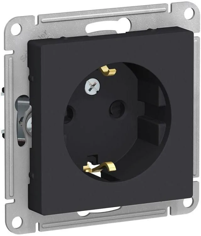 Розетка 1-м СП AtlasDesign 16А IP20 с заземл. защ. шторки механизм карбон SE ATN001045