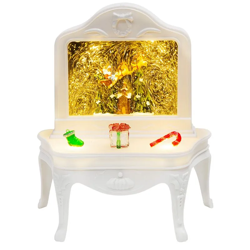 Декоративный светильник Столик с эффектом снегопада, подсветкой и новогодней мелодией - Фото 4