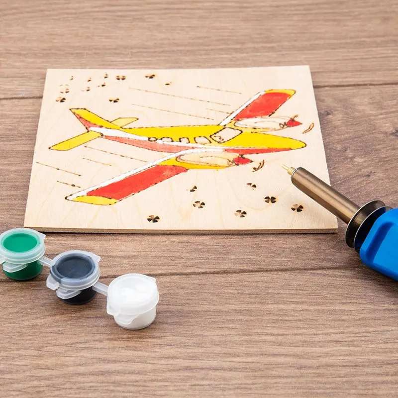 Выжигатель (набор паяльник - выжигатель), пирограф, 30Вт, 230В, 7 насадок + подставка + кисточка + краски, блистер REXANT - Фото 3