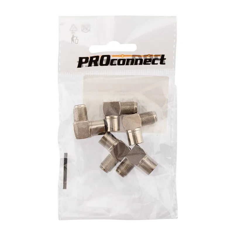 Переходник антенный, (гнездо F - гнездо TV), угловой (5шт) (пакет) PROconnect - Фото 2