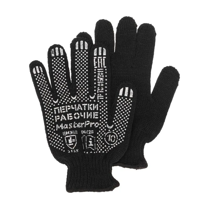 Перчатки полушерстяные с покрытием ПВХ («Зима») черные, 7 нитей, 75-77 г 09-0211
