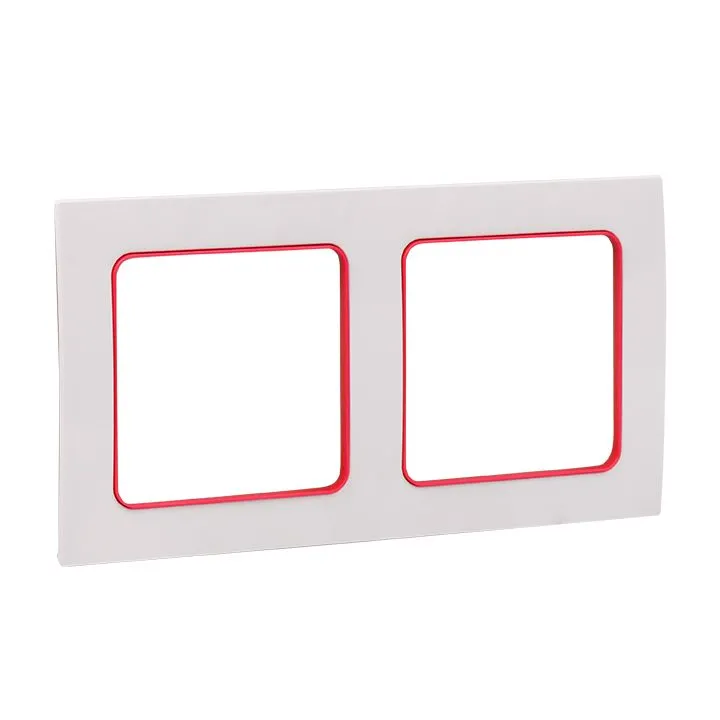 Стокгольм Рамка 2-местная белая с линией цвета красный EKF - Фото 2