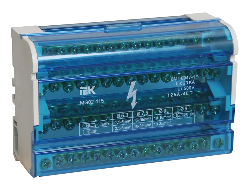 Шины на DIN-рейку в корпусе (кросс-модуль) ШНК 4х15 3L+PEN IEK