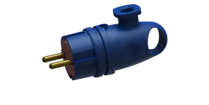 Вилка переносная угловая с кольцом каучук В 16-002 (синий) с заземлением ВЭТП0007