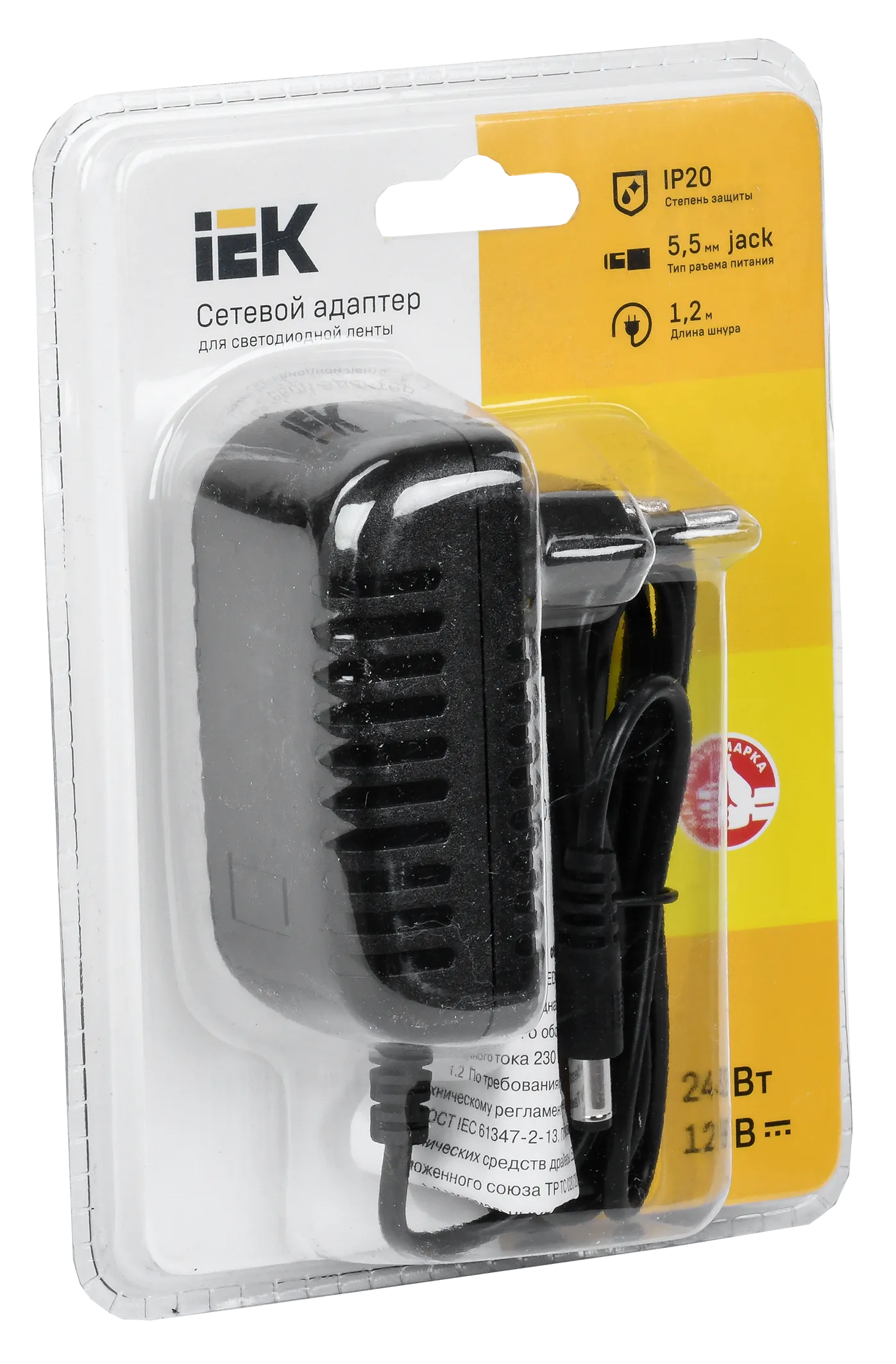 Драйвер LED ИПСН-ECO 24Вт 12В адаптер-Jack5,5 IP20 IEK