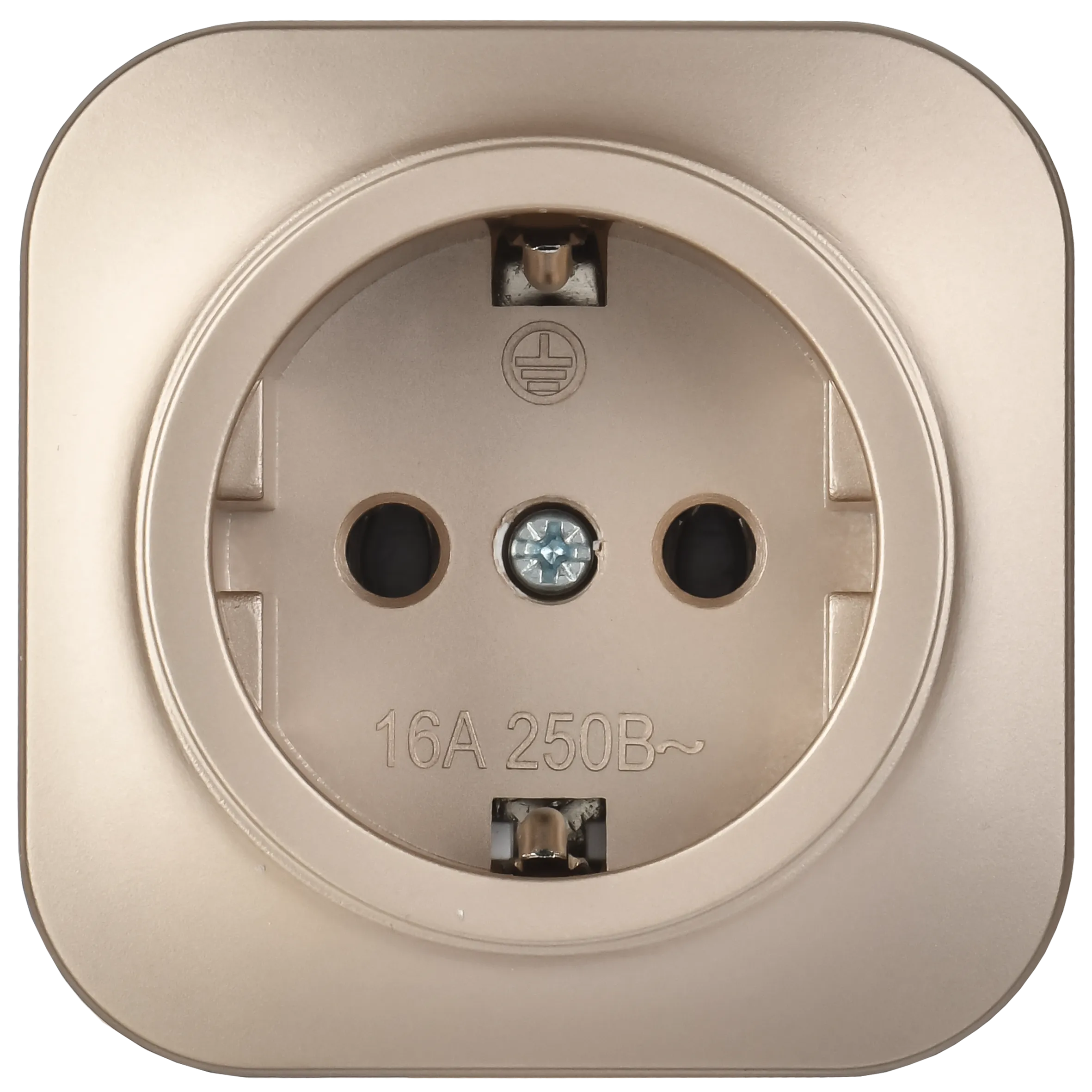 GLORY Розетка 1-местная для открытой установки с заземлением без защитных шторок 16А РС20-3-ХШм шампань матовый IEK - Фото 3