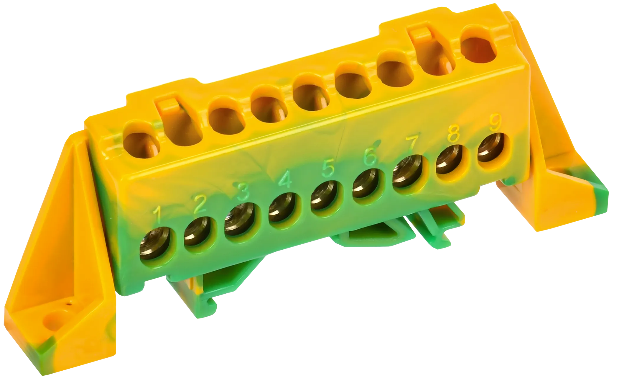 TEKFOR Шина PE "земля" в комбинированном DIN-изоляторе "Стойка" 6х9-9-ЖЗ IEK TF-NN10-09-DP-K52