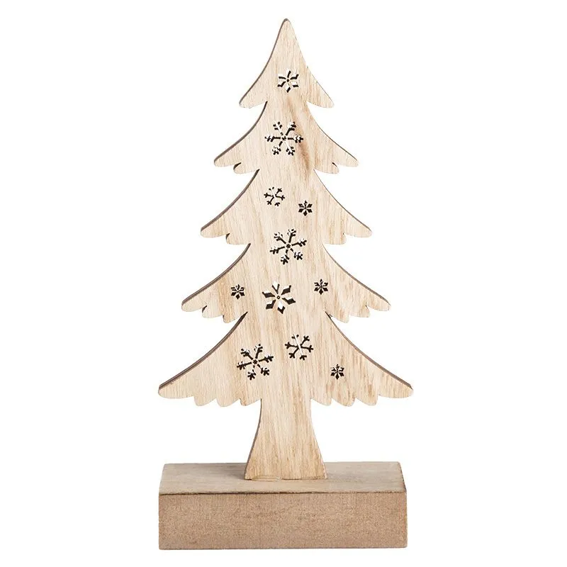 Деревянная фигурка с подсветкой Елочка 9x5x19 см - Фото 3