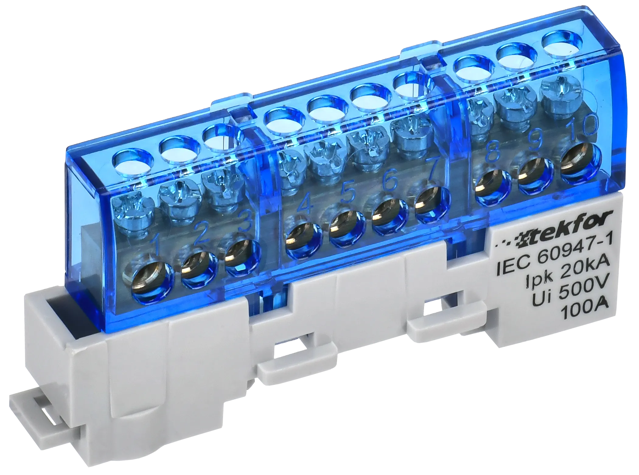 TEKFOR Шина N "ноль" изолированная на универсальном держателе 6х9-10-С IEK TF-NN10-10-KL-K07