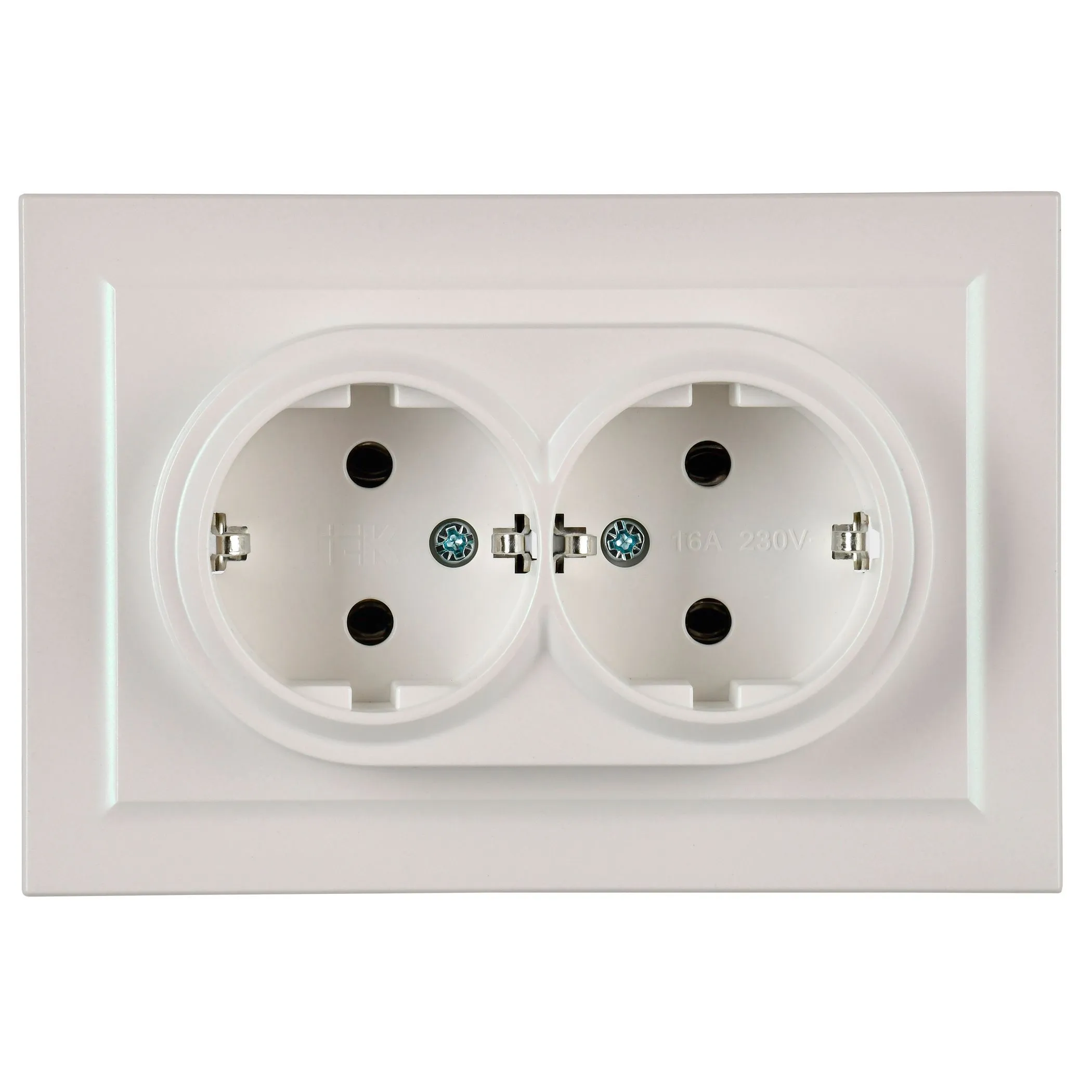 BRITE Розетка 2-местная с заземлением без защитных шторок 16А в сборе РС12-3-БрЖ жемчуг IEK - Фото 2
