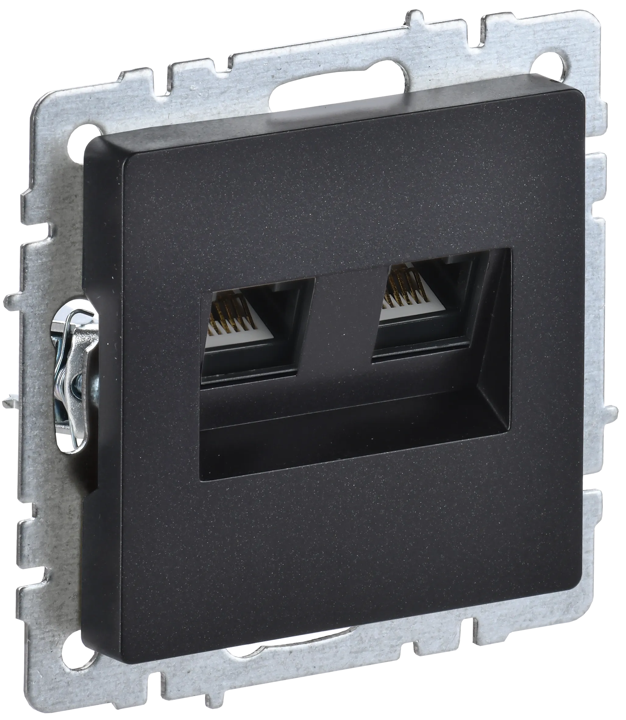 BRITE Розетка компьютерная двойная RJ45 кат.6 РК11-2-БрЧ черный IEK