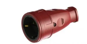 Розетка переносная разборная каучук РА16-005 без крышки (красный) с заземлением