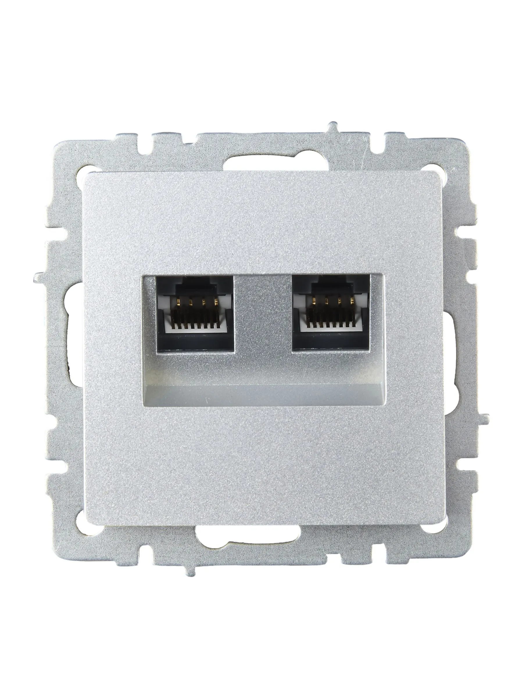 BRITE Розетка компьютерная двойная RJ45 кат.6 РК11-2-БрА алюминий IEK - Фото 6