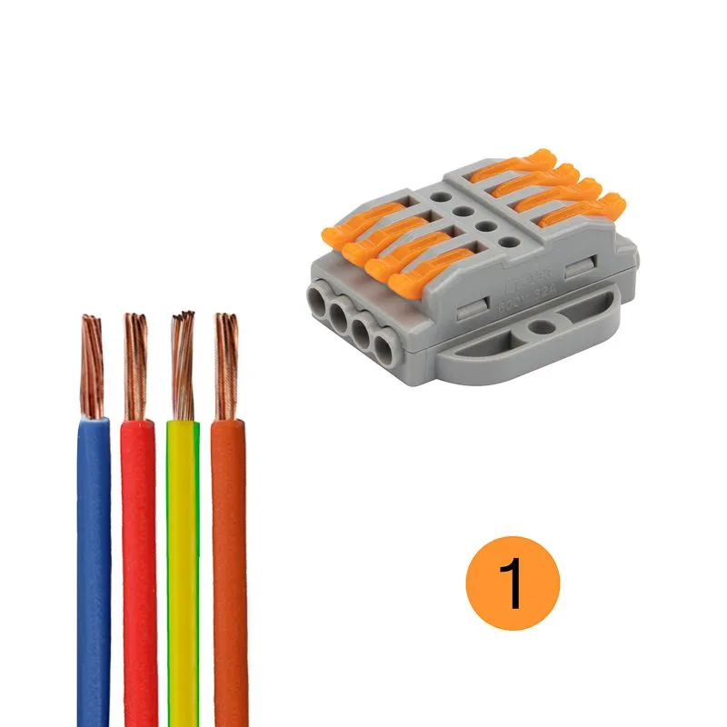 Клемма СМК 222-424P проходная 4 полюса, с монтажной площадкой (0,08-4 мм²), серая (25 шт./уп.) REXANT - Фото 4