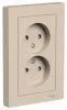 Розетка 2-м. AtlasDesign 16А без заземл. со шторками в сборе песочн. SE ATN001222 1712756