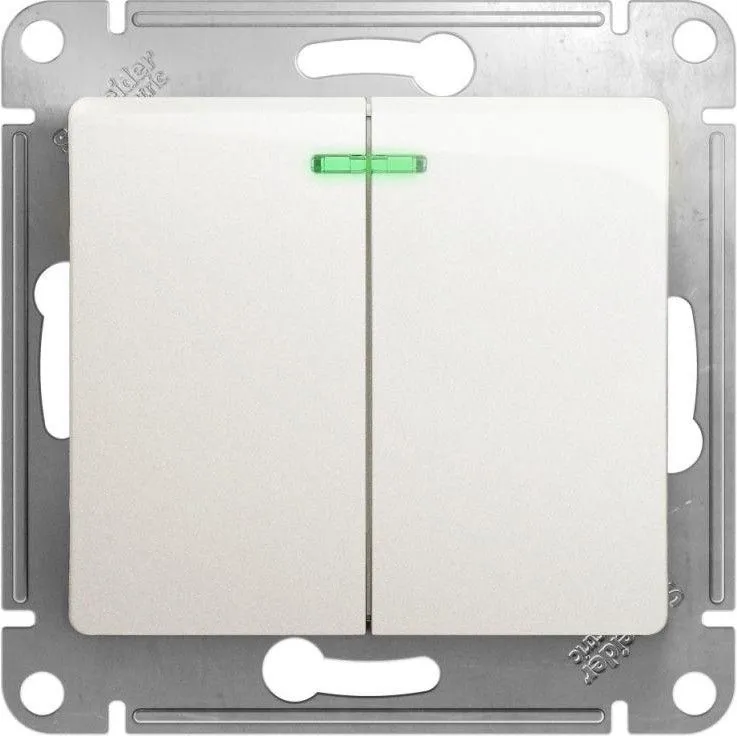 Выключатель 2-кл. СП Glossa 10А IP20 (сх. 5а) 10AX с подсветкой механизм перламутр. SE GSL000653