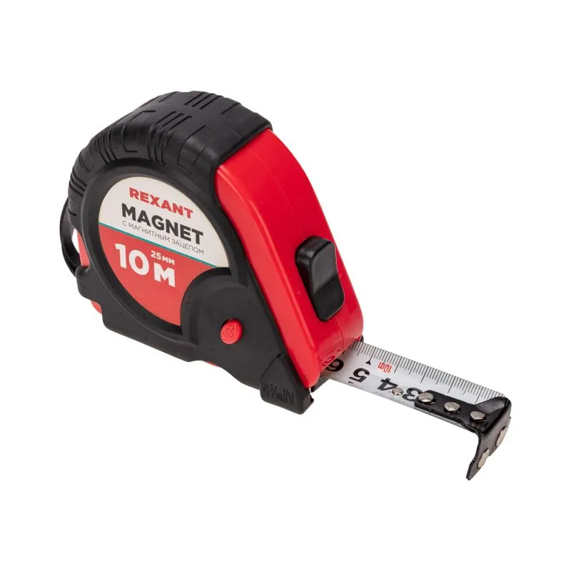 Рулетка измерительная Профи прорезиненный корпус, магнитная, 10м х 25мм REXANT - Фото 2