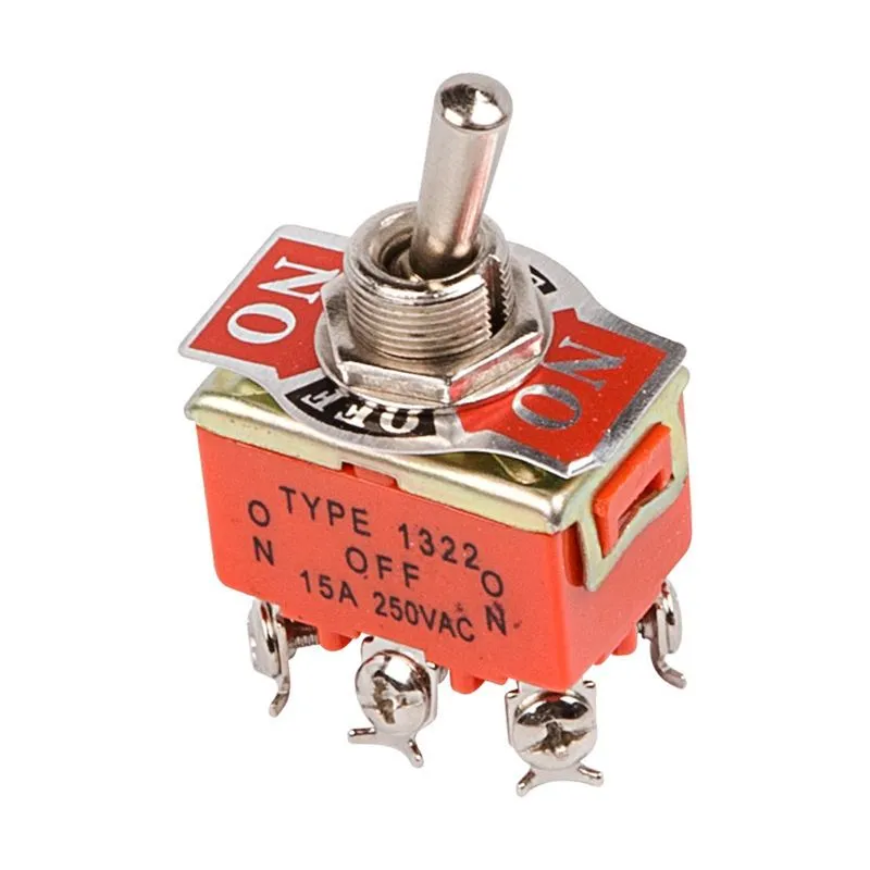 Тумблер 250V 15А (6c) ON-OFF-ON двухполюсный  (KN-203)  REXANT Индивидуальная упаковка 1 шт 36-4132-1