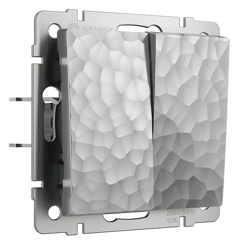 Выключатель двухклавишный (hammer серебряный) Werkel