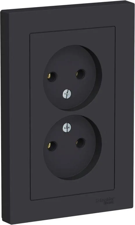 Розетка 2-м СП AtlasDesign 16А IP20 без заземл. в сборе карбон SE ATN001020