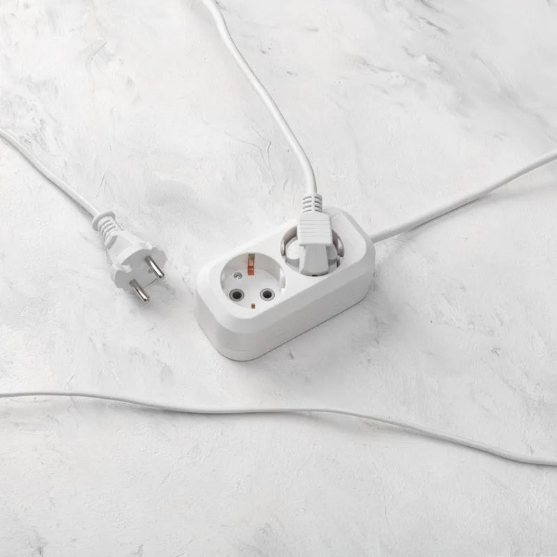 Удлинитель 2 гнезда, 1,5м, 3х0,75мм², с/з, белый PROconnect - Фото 2