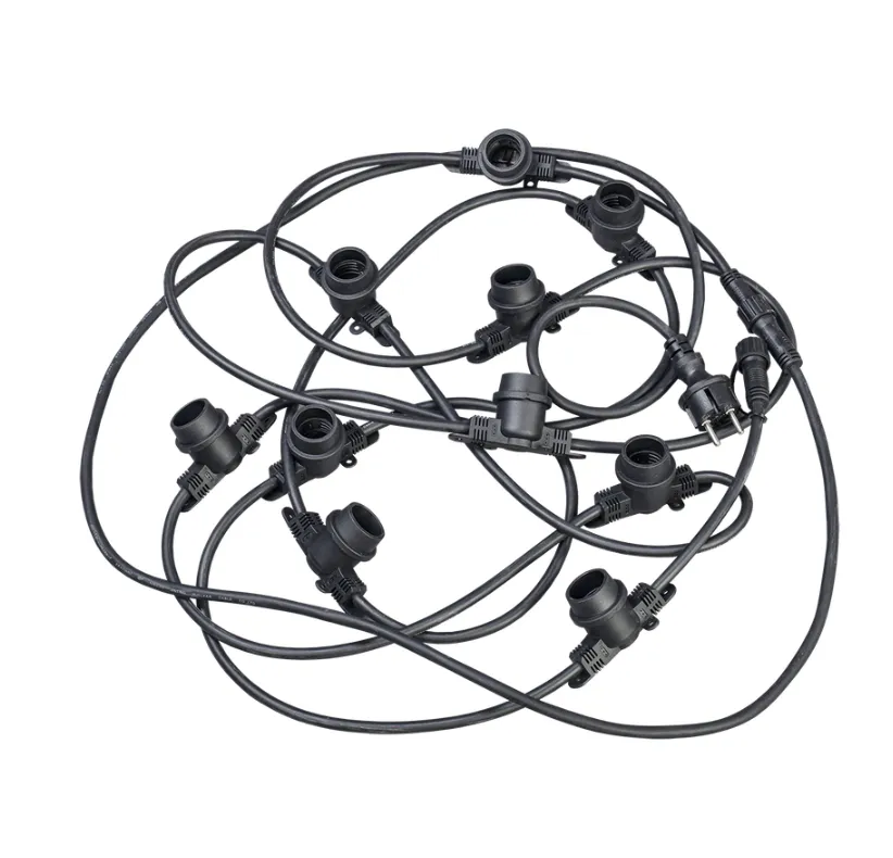 LIGHTING Гирлянда белт-лайт 5м 15 патронов E27 без ламп IP65 черный шнур 2м 230В транзит IEK