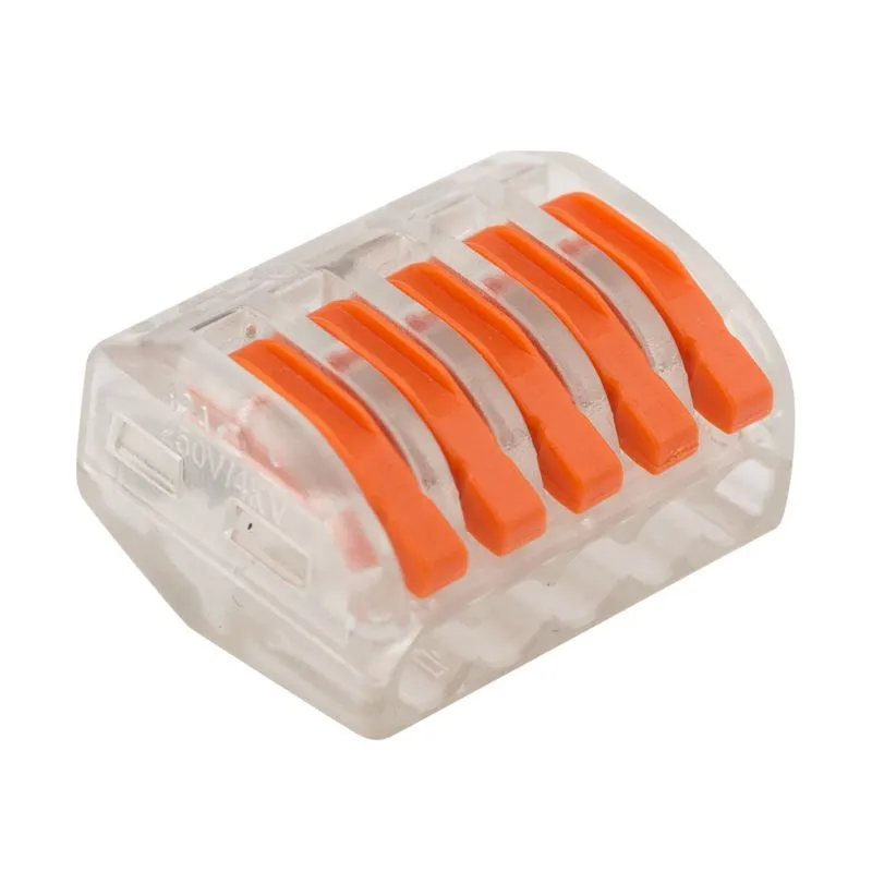 Универсальная клемма СМК 222-415, 5-проводная прозрачная 0,08-2,5/4 мм² (40 шт./уп.) REXANT 