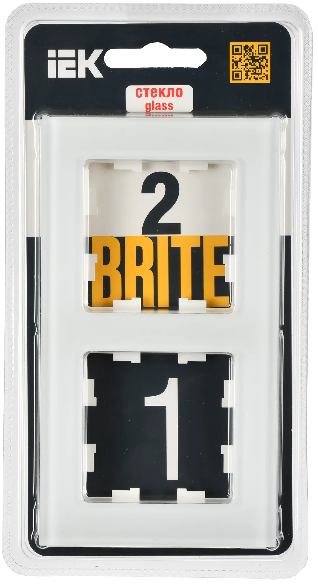 BRITE Рамка 2-местная РУ-2-2-Бр стекло белый матовый IEK - Фото 2